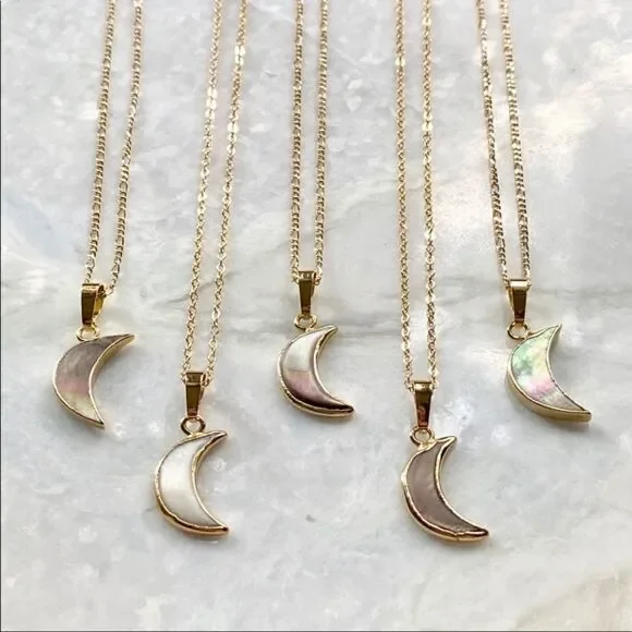 Mother of Pearl Crescent Moon Necklace - Picture 8 of 13